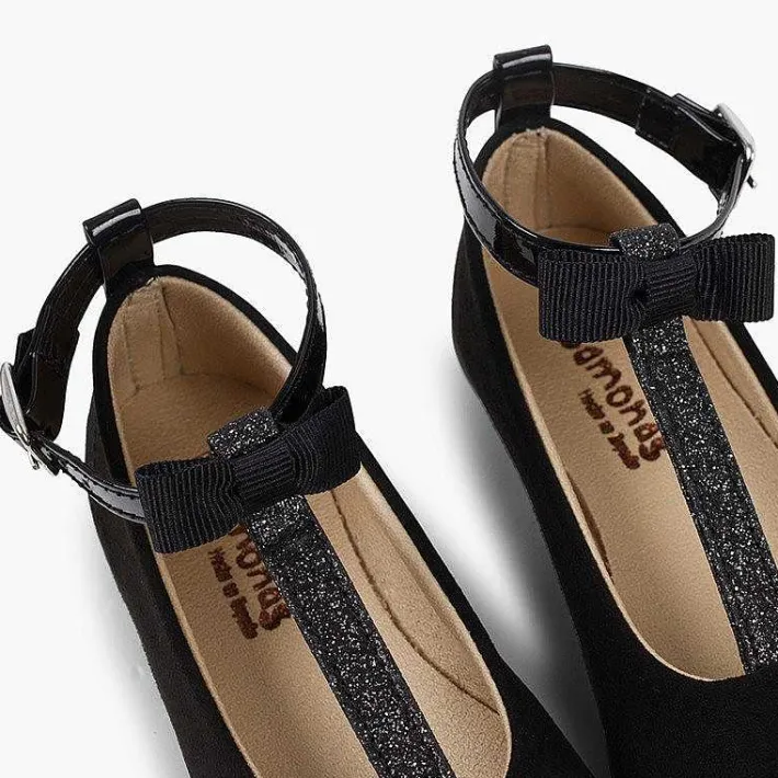 Pisamonas Ballet Pumps And Flats>T-Bar Mary Janes With Glittery Strap