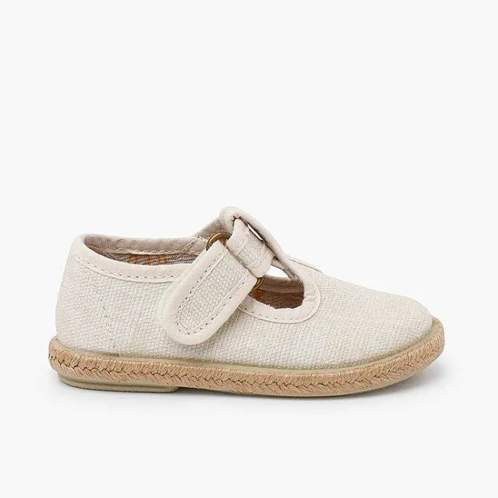 Pisamonas T-Bar Shoes>T-Bar Shoes Organic Cotton Jute Soles