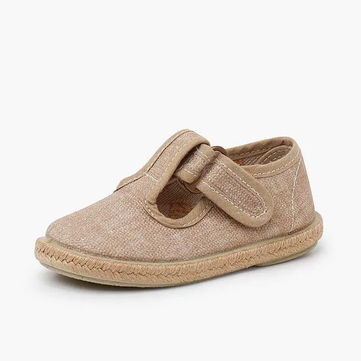 Pisamonas T-Bar Shoes>T-Bar Shoes Organic Cotton Jute Soles