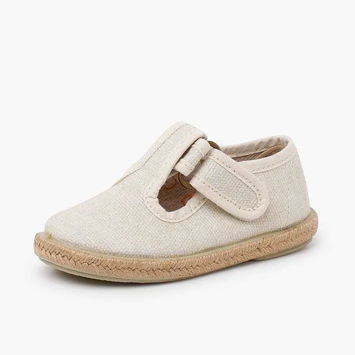Pisamonas T-Bar Shoes>T-Bar Shoes Organic Cotton Jute Soles