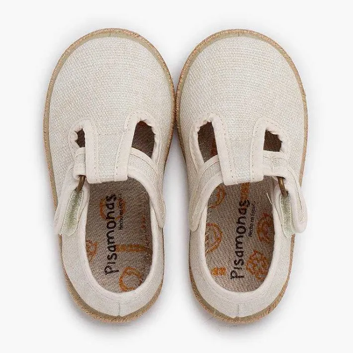 Pisamonas T-Bar Shoes>T-Bar Shoes Organic Cotton Jute Soles