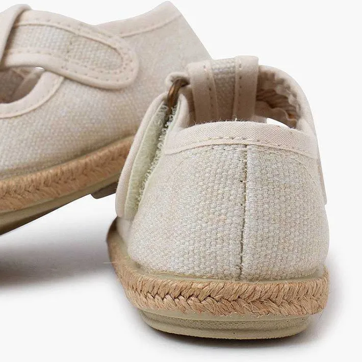 Pisamonas T-Bar Shoes>T-Bar Shoes Organic Cotton Jute Soles