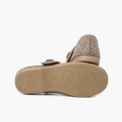 Pisamonas Mary Janes>Tweed Mary Janes With Strap Closure
