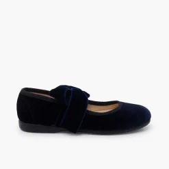 Pisamonas Mary Janes>Velvet Bow Mary Janes