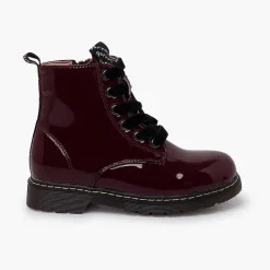 Pisamonas Boots>Velvet Laced Boots Type Patent Leather Garvalin