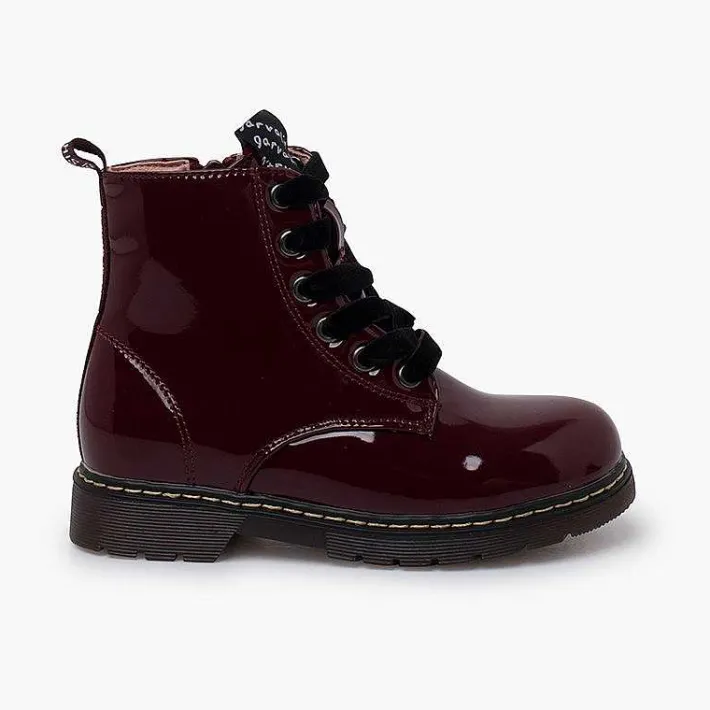 Pisamonas Boots>Velvet Laced Boots Type Patent Leather Garvalin