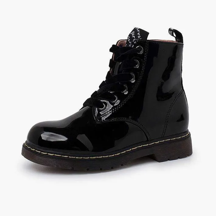 Pisamonas Boots>Velvet Laced Boots Type Patent Leather Garvalin