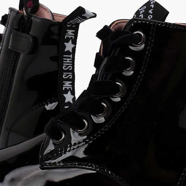 Pisamonas Boots>Velvet Laced Boots Type Patent Leather Garvalin