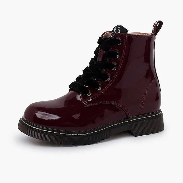 Pisamonas Boots>Velvet Laced Boots Type Patent Leather Garvalin