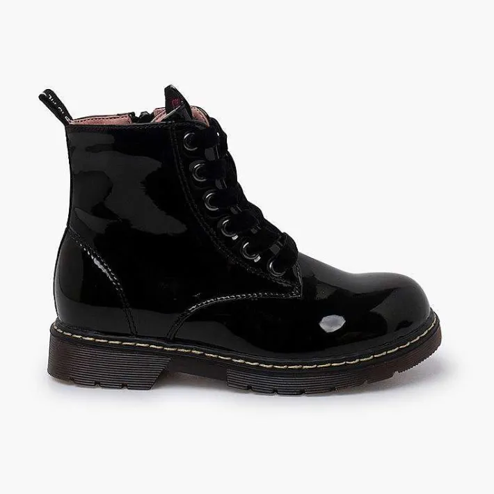 Pisamonas Boots>Velvet Laced Boots Type Patent Leather Garvalin