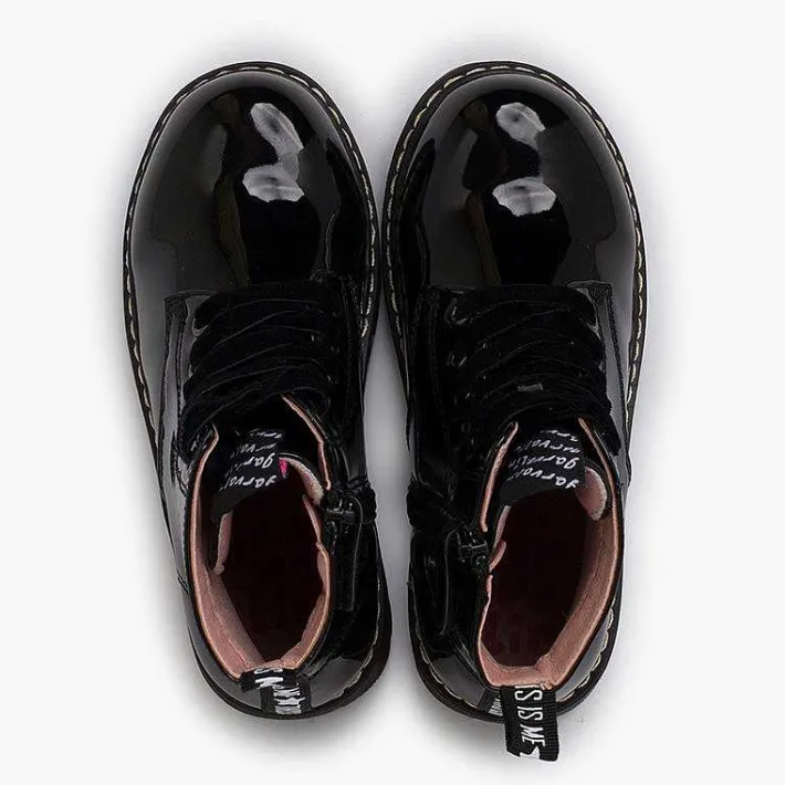 Pisamonas Boots>Velvet Laced Boots Type Patent Leather Garvalin