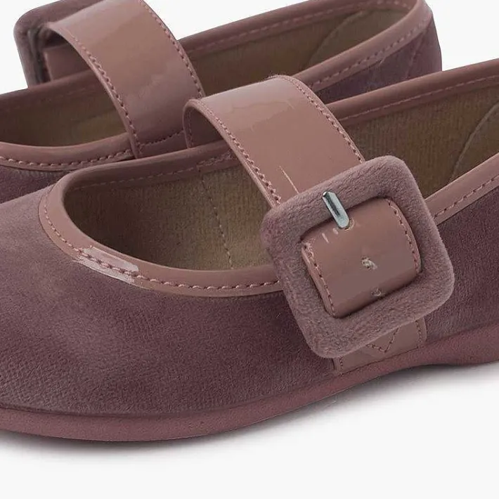 Pisamonas Mary Janes>Velvet Mary Jane Wide Strap Type Patent Leather
