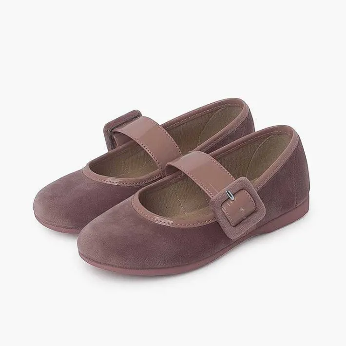 Pisamonas Mary Janes>Velvet Mary Jane Wide Strap Type Patent Leather