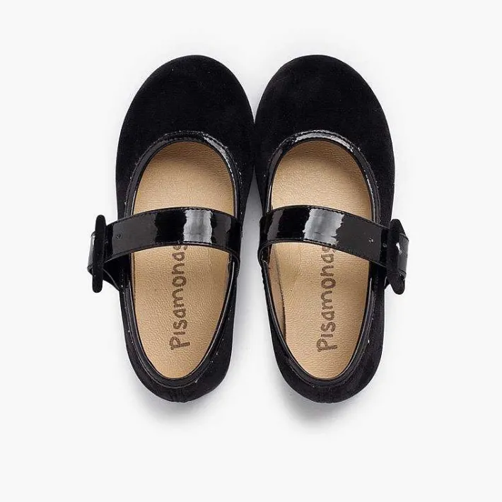 Pisamonas Mary Janes>Velvet Mary Jane Wide Strap Type Patent Leather