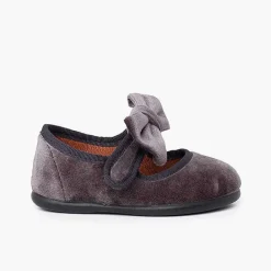Pisamonas Mary Janes>Velvet Mary Jane With A Tie Strap