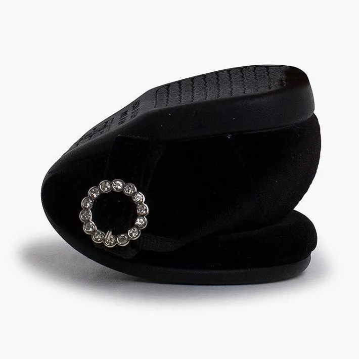 Pisamonas Mary Janes>Velvet Mary Janes With Jewel Buckle