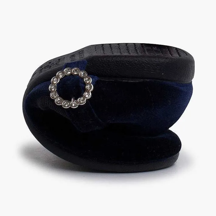 Pisamonas Mary Janes>Velvet Mary Janes With Jewel Buckle