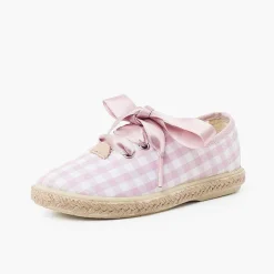 Pisamonas Espadrilles>Vichy Squares And Jute Trainers With Satin Laces