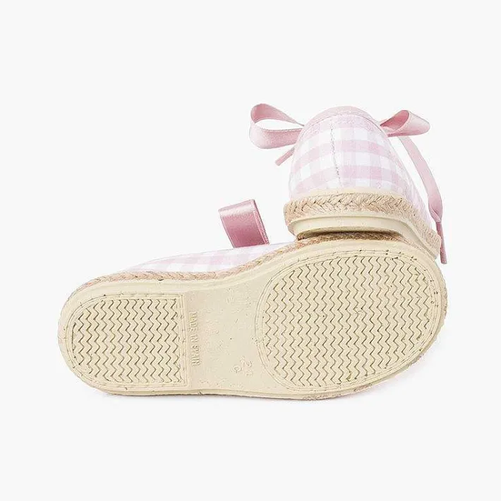 Pisamonas Espadrilles>Vichy Squares And Jute Trainers With Satin Laces