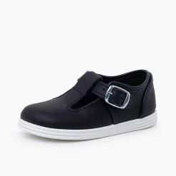 Pisamonas T-Bar Shoes>Washable Leather T-Bar Shoes With Buckle