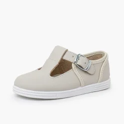 Pisamonas T-Bar Shoes>Washable Leather T-Bar Shoes With Buckle