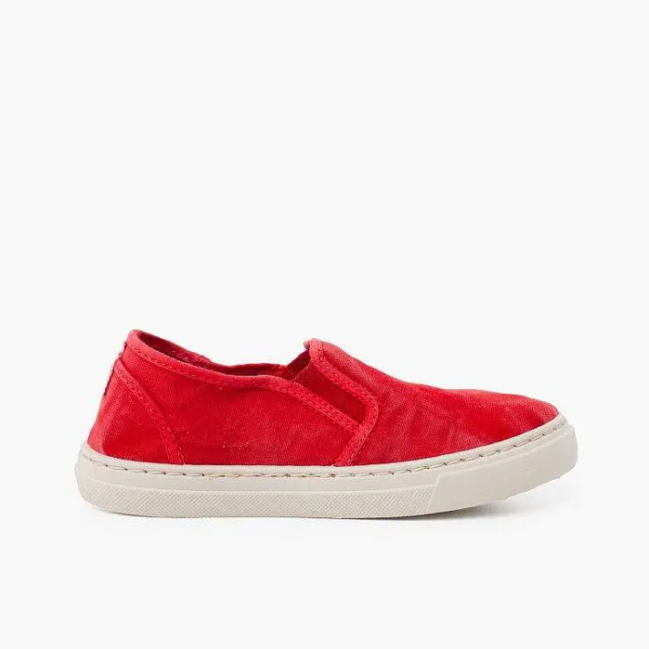 Pisamonas Trainers>Washed Canvas Side Elastic Trainers