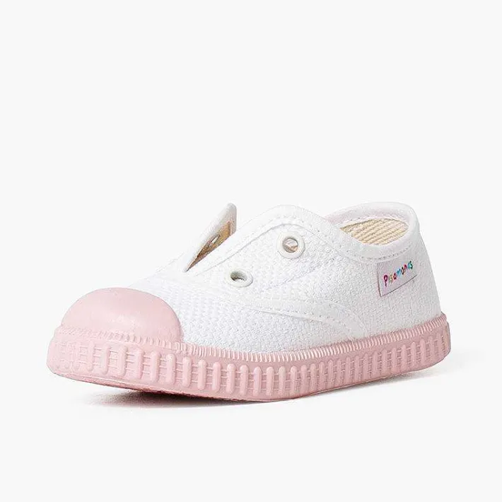 Pisamonas Trainers>White Trainers Without Laces Coloured Outsole