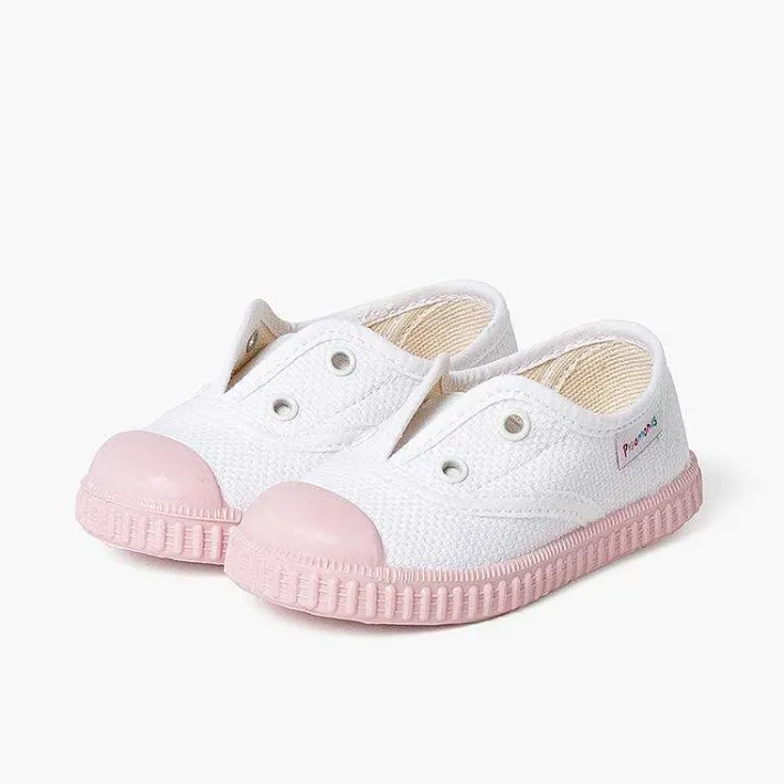 Pisamonas Trainers>White Trainers Without Laces Coloured Outsole