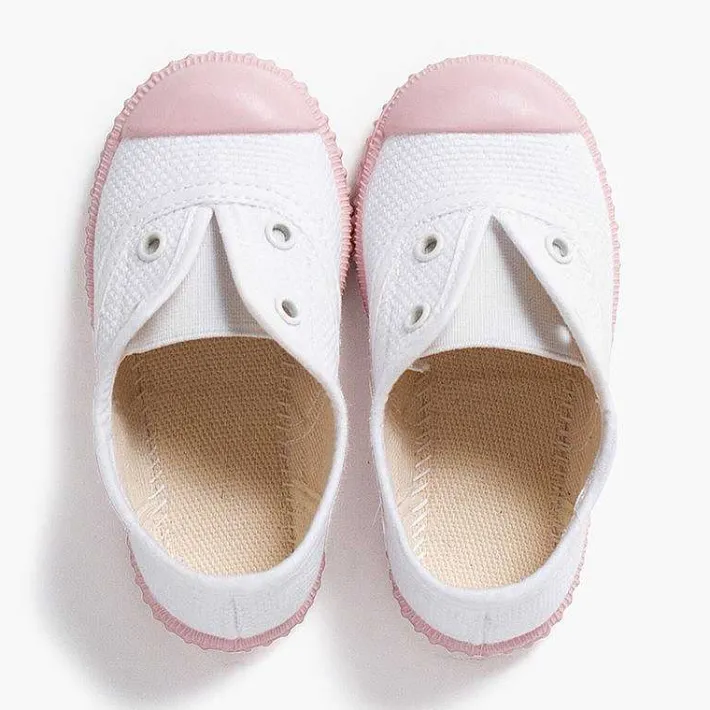 Pisamonas Trainers>White Trainers Without Laces Coloured Outsole