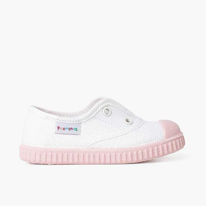 Pisamonas Trainers>White Trainers Without Laces Coloured Outsole