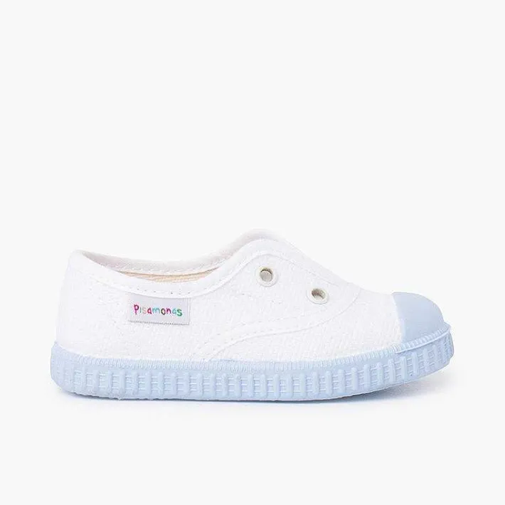 Pisamonas Trainers>White Trainers Without Laces Coloured Outsole