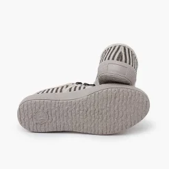 Pisamonas Trainers>Wide-Soled Striped Trainers Colour Crudo Y Gris