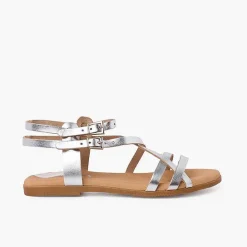 Pisamonas Sandals>Women'S Metallic Leather Sandals With Bracelet