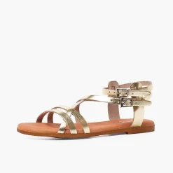 Pisamonas Sandals>Women'S Metallic Leather Sandals With Bracelet